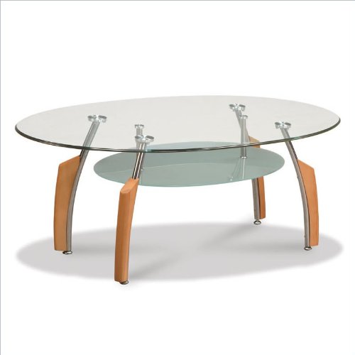 Global Furniture USA Francis Oval Glass Top Coffee Table in Cherry Global Furniture USA Francis Oval Glass Top Coffee Table in Cherry