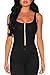 HOTAPEI Women Sexy Sleeveless Front Zipper Accent Teddy Bodysuit Medium Black