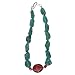 Sterling Silver Genuine Turquoise Nugget and Coral Necklace, 16"