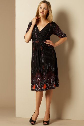 34 Sleeve Paisley Border Print Dress