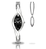 Seksy Sparkle by Sekonda Ladies Black MOP Dial Swarovski Crystal Case Stainless Steel Bracelet Watch 4405 + Matching pendant Free Gift