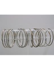Native American Handmade Silver 14 Pieces Silver Bangles in One
