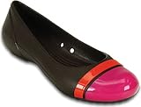 crocs Women's 12300 Cap Toe Flat,Mahogany/Candy Pink,7 W US