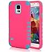 Style4U Drop Protection Slim Fit Dual Layer Hard And Soft Hybrid Case For Samsung Galaxy S5 Sm-G900 I9600 With 1 Stylus And 1 HD Clear Screen Protector Hot Pink/Blue