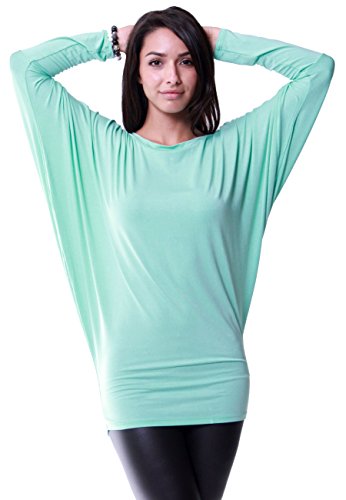 LeggingsQueen Women's Dolman Long Sleeve Modal Tunic Top