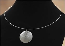 J-Steel by Fyn Studios (TM) Stainless-Steel Wire Necklace with Round Satin Finish Pendant 843332001709