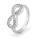 Sterling Silver Infinity Ring w/ Cubic Zirconia – Available Size: 4, 4.5, 5, 5.5, 6, 6.5, 7, 7.5, 8, 8.5, 9, 9.5, 10