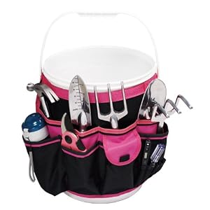 Apollo Precision Tools DT0825P 5-Gallon Bucket Garden Tool Organizer, Black/Pink