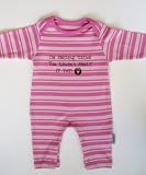 'I'm smiling' cause you haven't smelt it yet' fuchsia/pink 6-12 months striped romper sleepsuit