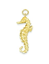 14K Yellow Gold Seahorse Pendant Ocean Jewelry Charm