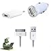 Rydges� RMT-KFZ01 Auto Ladeger�t Netzteil Komplett - SET f�r Apple iPhone 4 / 4S / 3G / 3GS iPod + USB Sync Kabel Datenkabel / Ladekabel
