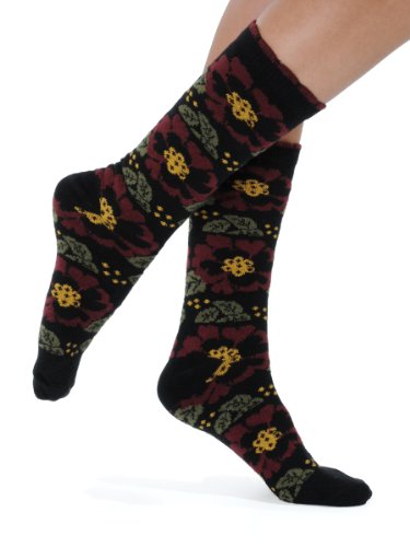 Womens Eco Friendly Recycled Yarn Crew Socks Blossom, Green Socks Great Gift for the Holidays