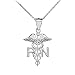 925 Sterling Silver Caduceus RN Charm Registered Nurse Pendant Necklace, 18