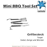 3-tlg. Grillbesteck-Set Mini BBQ Tool Set in Grau