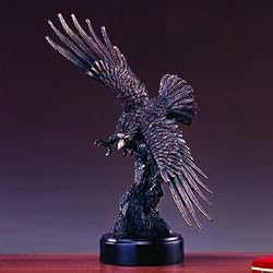 Bronze Plated Resin Sculpture Eagle Statue 13"w X 17.5"h NEW