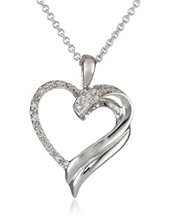 Sterling Silver Diamond Paisley Heart Pendant Necklace (0.04 cttw, I-J Color, I3 Clarity), 18"