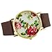 OrangeTag New Flower Face Style Leather Woman Man Analog Quartz Wrist Wa...