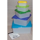 Tupperware Keep Tabs Square Kitchen Storage Containers, Set of 5 Sizes