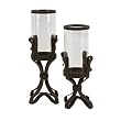 Set of 2 Rustic Iron Candle Hurricanes 15"
