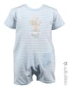 Max and Tilly Baby Boys Pale Blue Striped Yarn Dye Romper with matching Bib 0/3 months