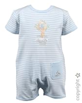 Max and Tilly Baby Boys Pale Blue Striped Yarn Dye Romper with matching Bib 0/3 months