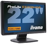 Iiyama ProLite E2208HDS-B2 Widescreen Monitor 22 inch TFT LCD 1000:1 300cd/m2 5ms (1920x1080) D-Sub/DVI-D (Black) (PLE2208HDS-B2)