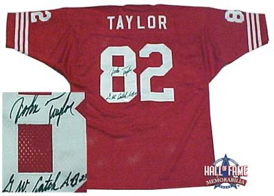 John Taylor Autographed/Hand Signed Custom Red Jersey with SB XXIII GW Catch Inscription