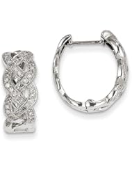 14K White Gold Diamond Hinged Hoop Earrings