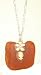 Matthew's Treasures Collection - Authentic Sea Glass In Amber With Genuine Italian Shell Cameo On Sterling Silver Figaro Chain