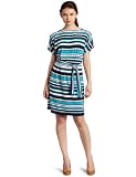 Donna Morgan Women's Boat Neck Jersey Dress, Blue Multi, 6