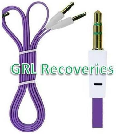 GRL 3.5mm Male to Male Flat Stereo Auxiliary Cable For iPhone 6, 5 4S 4 3GS iPod Touch Samsung Galaxy S5 S4 S3 S2 Note 2 Note 3 Nokia Lumia 920 HTC OneX EVO 4G Rhyme DROID RAZR MAXX Google Nexus LG Optimus G BlackBerry Z10 Torch Compact Size GPS - Compatible with all Smartphone's, IPhones Bluetooth Speakers and Stereos. (3.2ft/1M) - Purple