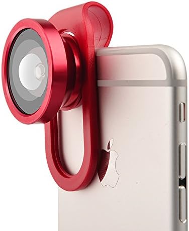 Phone Camera Lens Kit,4 in 1 Clip-on 180 Degree Fisheye + 0.67X Wide Angle + 0.4XWide Angle + 10X Macro Lens for iPhone 6 6s Plus /Samsung/iPad/HTC/Google Nexus5/One M8/MOTO - Red