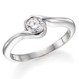 Solitaire Diamond Ring 1/4 ct, I Color, SI2 Clarity, Certified, Round Cut, in 18K Gold / White
