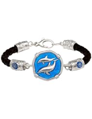 Guy Harvey Blue Enamel Porpoises Leather Bracelet