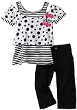Young Hearts Toddler Girls Polka Dot And Bow Capri Set