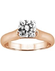 0.60 Ct Round H/I I1 Diamond 18K Rose Gold Ring