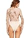 Verdusa Women's Deep V neck Sequin Mesh Bodysuit Jumpsuit