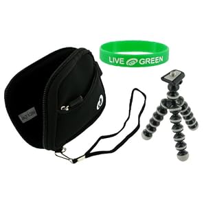 Neoprene Sleeve (Super Black) Case and Premium Tripod for Canon PowerShot SD890IS Digital Camera