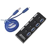 【ノーブランド品】オン/オフスイッチ付き　USB 3.0ハブ4ポート5Gbps　　超高速アダプタケーブル　USB 3.0スプリッタハブスイッチ