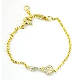 14K Gold Plated 7 Chain Bracelet with Key Charm and CZ Accents From Barrocos