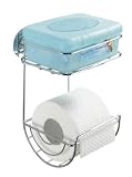 Wenko 18773100 Toilettenpapierhalter mit Ablage Turbo-Loc - Befestigen ohne Bohren, Chrom, 16.5 x 24.5 x 14 cm
