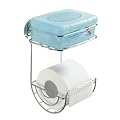Wenko 18773100 Toilettenpapierhalter mit Ablage Turbo-Loc - Befestigen ohne Bohren, Chrom, 16.5 x 24.5 x 14 cm