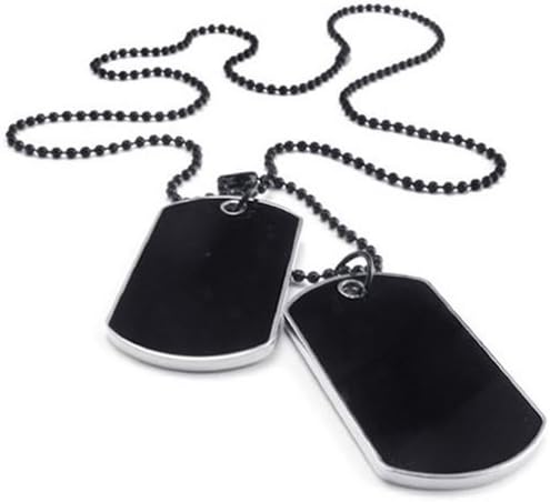 Magic Necklace Modern Jewelry Makes you look more beautiful Jewelry Army Style 2pcs Name Dog Tag Pendant Mens Necklace, Black Silver, 27 inch Black Chain Offering Different Style Designs