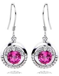 Honeystore Girls Natural Topaz Earring Color Red