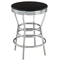 Soda Shoppe Bar Table- Black with Silver Base