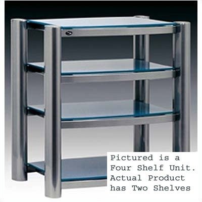2-Tier Hi Fi Audio Rack Finish: Lacquered Silver, Glass: Graphite