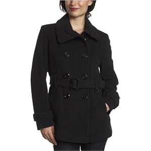 Buy AK Anne Klein Ladies Wool Double Breasted Short Envelope Collar With Belt by Be the first.