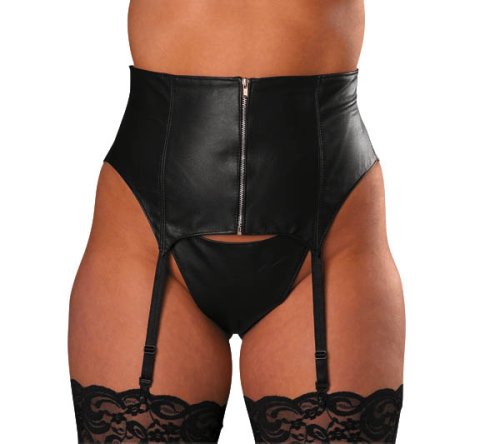 Leather Garterbelt with Zipper-diva: Plus Size 3x