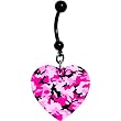 Pink Camouflage Heart Belly Ring