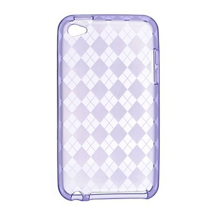 Black Friday Premium TPU Flexi Soft Gel Skin for Apple iPod Touch 4th Generation 4th Gen  Purple Checkers Argyle Print